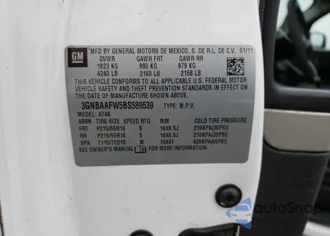 2011 Chevrolet Hhr Ls z USA, uszkodzony, nr VIN 3GNBAAFW5BS589539